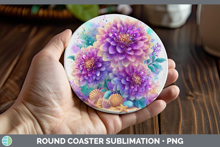 GorgeousFlowers 01 Beach Round Coaster design.