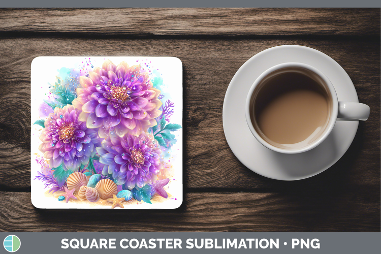 Dahlia Square Coaster Flowers 01 Beach Sublimation Coaster D