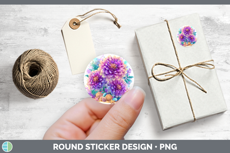 Flowers 01 Beach Dahlia Stickers | Round Labels Designs