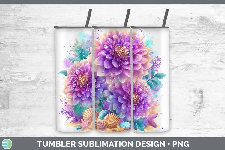 Dahlia Tumbler Flowers 01 Beach Sublimation 20 oz Skinny Tum