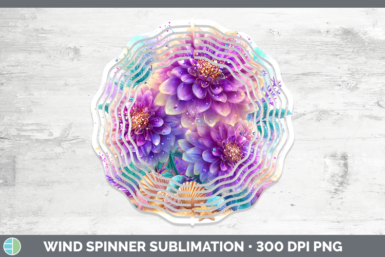 Dahlia Wind Spinner Flowers 01 Beach Sublimation Spinner Des