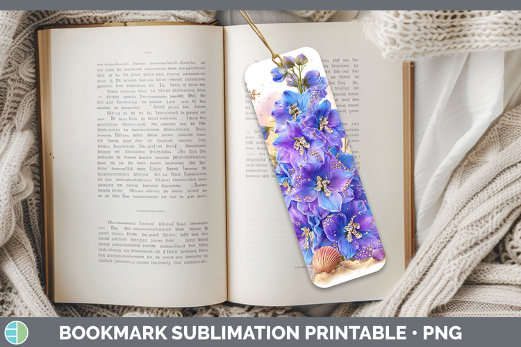 Delphinium Bookmark Flowers 01 Beach Sublimation Printable D
