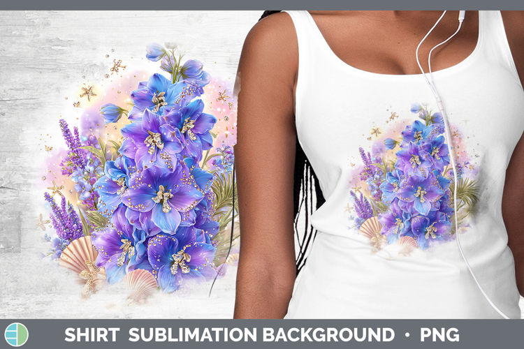 Delphinium Shirt Flowers 01 Beach Sublimation Background Des
