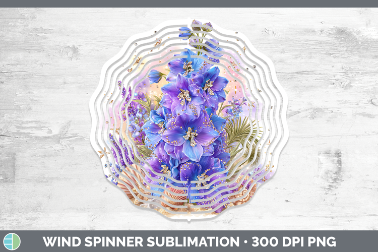 Delphinium Wind Spinner Flowers 01 Beach Sublimation Spinner