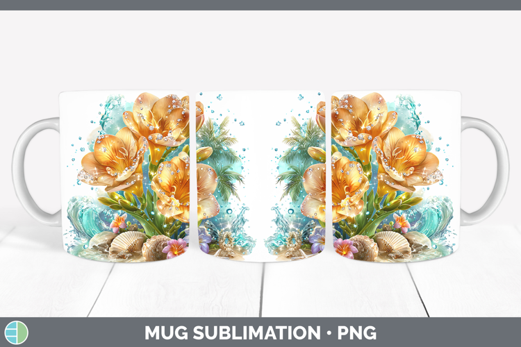 Freesia Mug Wrap Flowers 01 Beach Sublimation Coffee Cup Des