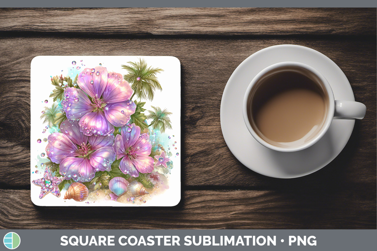 Geranium Square Coaster Flowers 01 Beach Sublimation Coaster