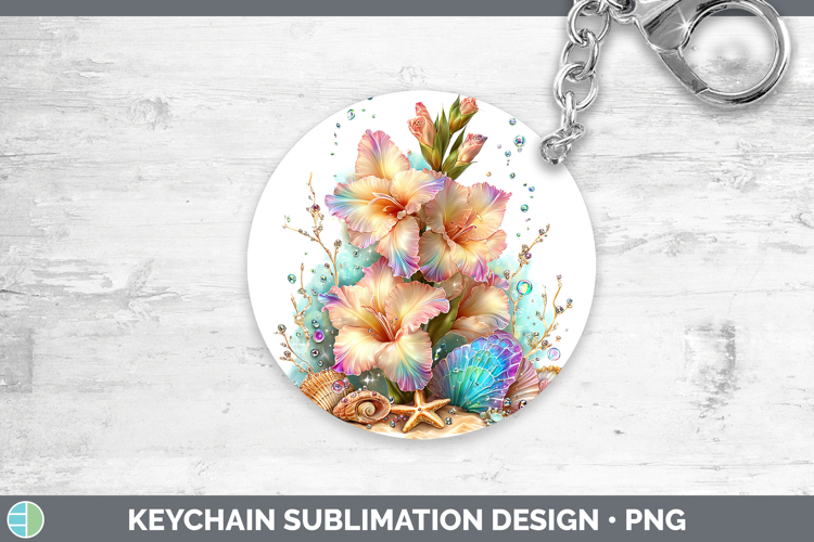 Gladiolus Keychain Flowers 01 Beach Sublimation Keyring Desi