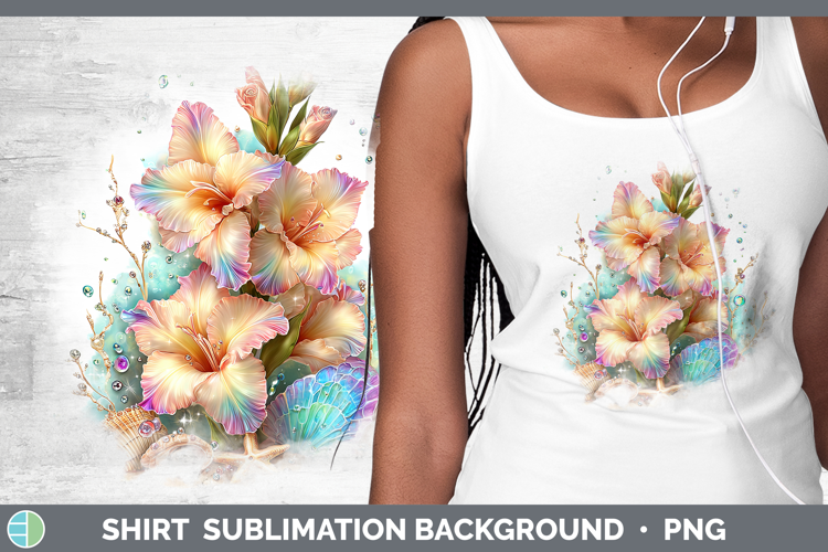 Gladiolus Shirt Flowers 01 Beach Sublimation Background Desi