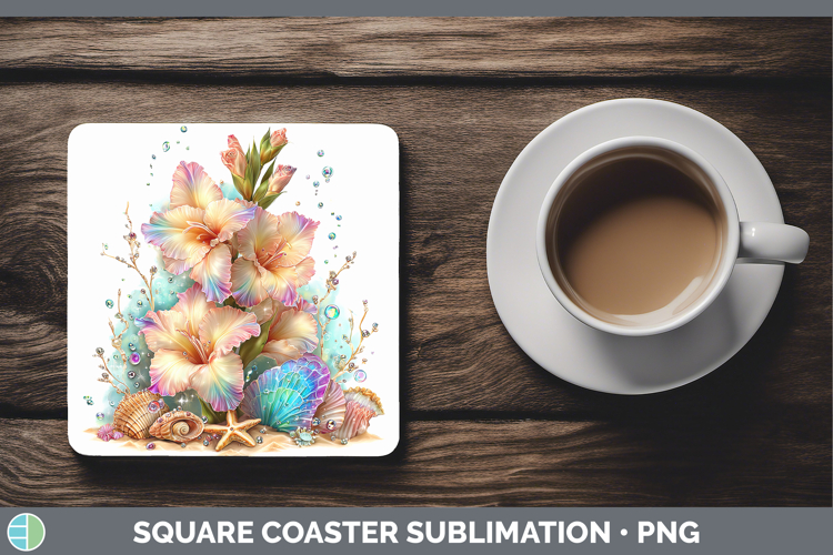 Gladiolus Square Coaster Flowers 01 Beach Sublimation Coaste