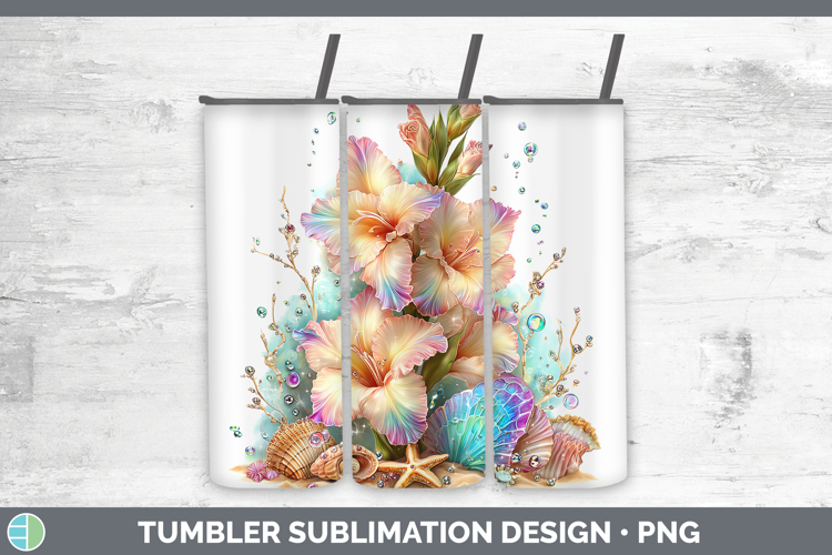 Gladiolus Tumbler Flowers 01 Beach Sublimation 20 oz Skinny