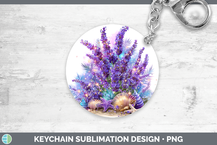 Lavender Keychain Flowers 01 Beach Sublimation Keyring Desig