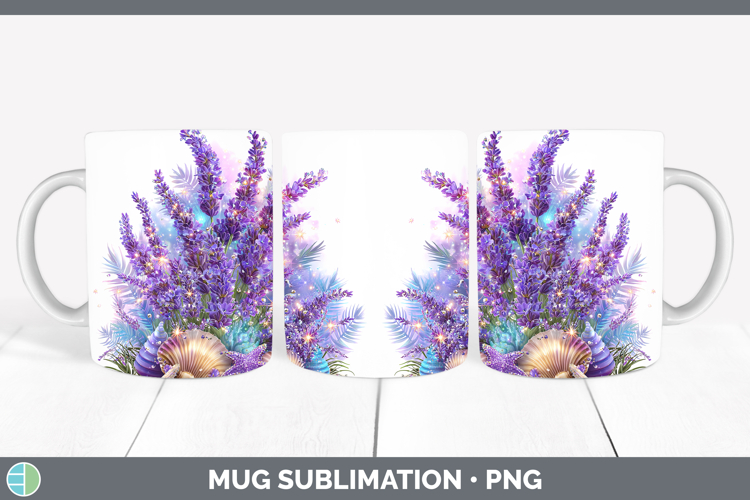 Lavender Mug Wrap Flowers 01 Beach Sublimation Coffee Cup De