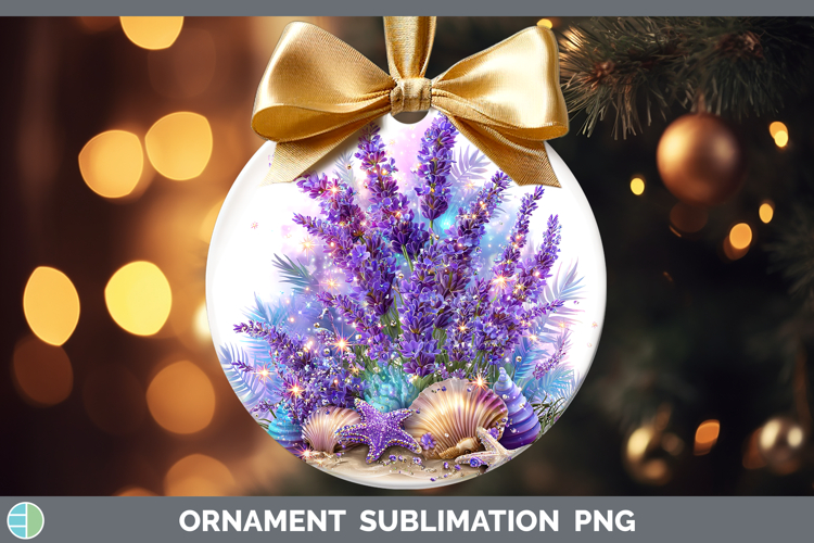 Lavender Ornament Flowers 01 Beach Sublimation Bauble Design