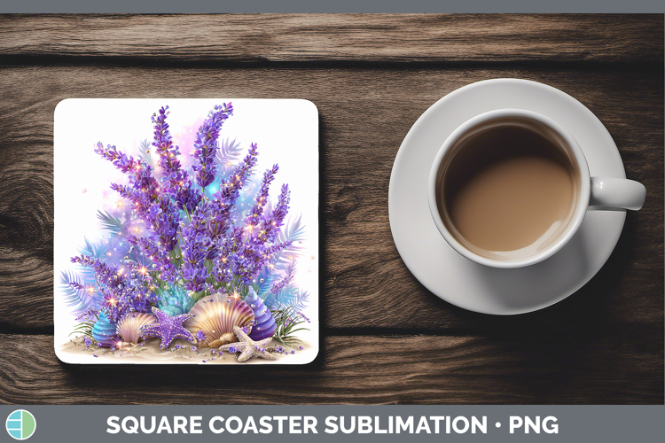Lavender Square Coaster Flowers 01 Beach Sublimation Coaster