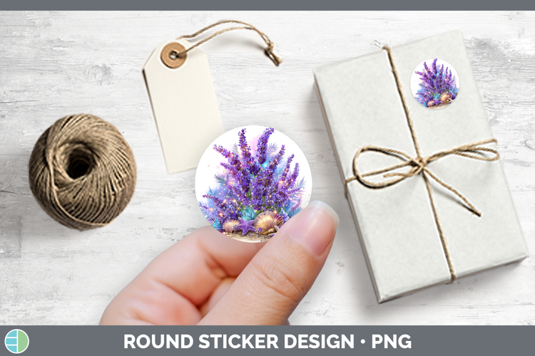 Flowers 01 Beach Lavender Stickers | Round Labels Designs