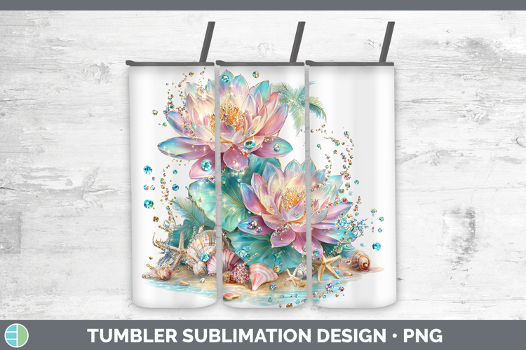 Lotus Tumbler Flowers 01 Beach Sublimation 20 oz Skinny Tumb