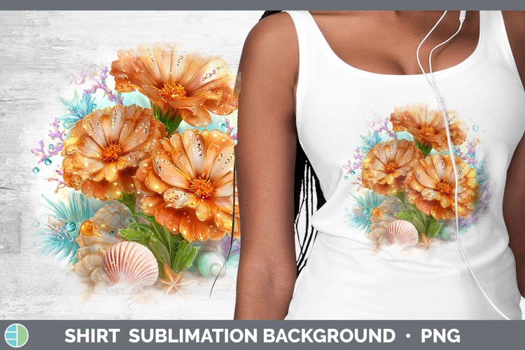 Marigold Shirt Flowers 01 Beach Sublimation Background Desig