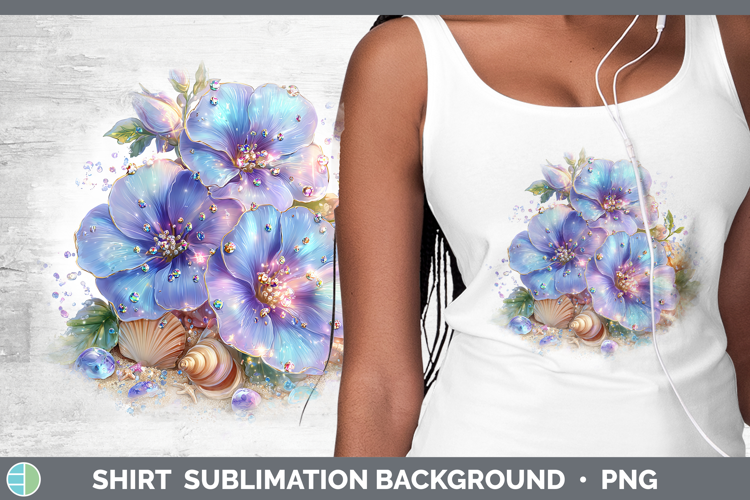 Periwinkle Shirt Flowers 01 Beach Sublimation Background Des