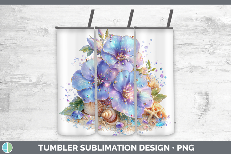 Periwinkle Tumbler Flowers 01 Beach Sublimation 20 oz Skinny