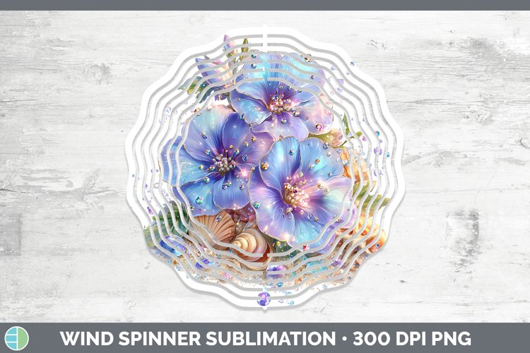 Periwinkle Wind Spinner Flowers 01 Beach Sublimation Spinner