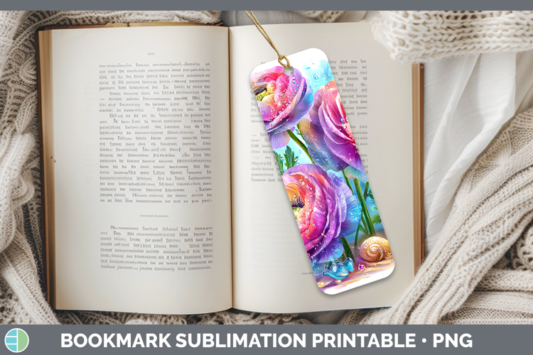 Ranunculus Bookmark Flowers 01 Beach Sublimation Printable D