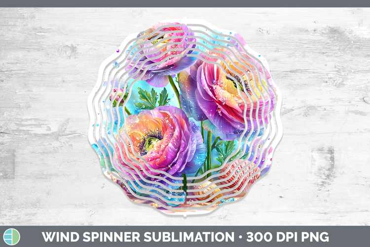Ranunculus Wind Spinner Flowers 01 Beach Sublimation Spinner