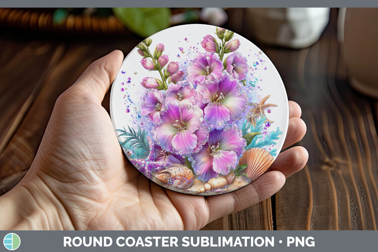 GorgeousFlowers 01 Beach Round Coaster design.