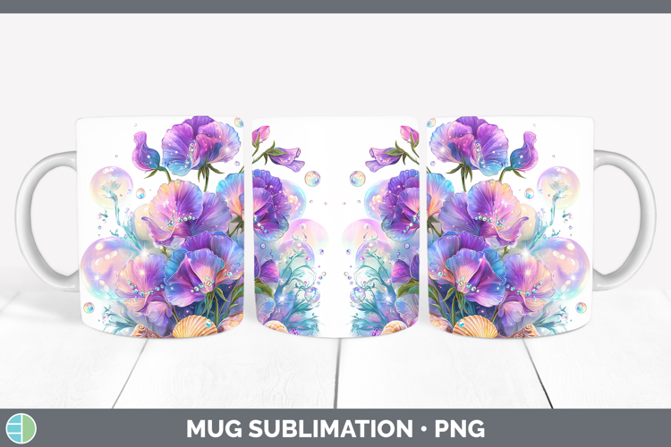 Sweet Pea Mug Wrap Flowers 01 Beach Sublimation Coffee Cup D