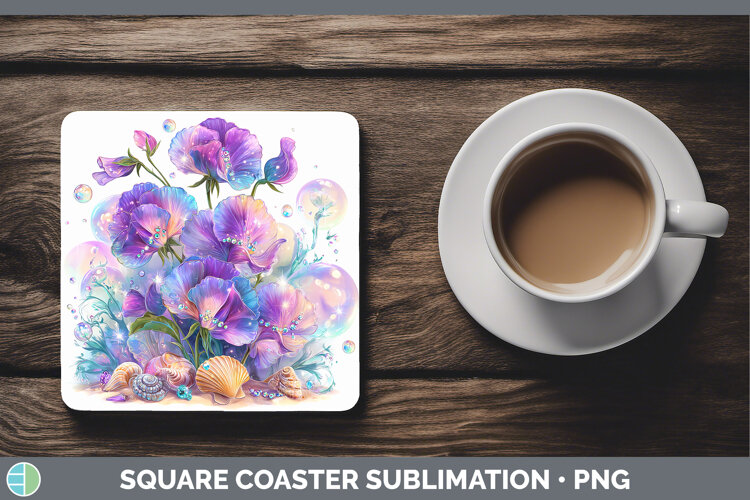 GorgeousFlowers 01 Beach Square Coaster design.
