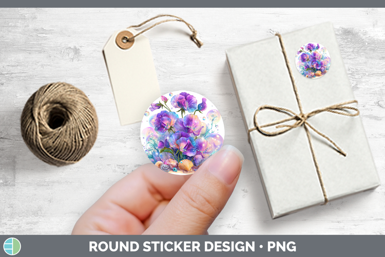 Flowers 01 Beach Sweet Pea Stickers | Round Labels Designs