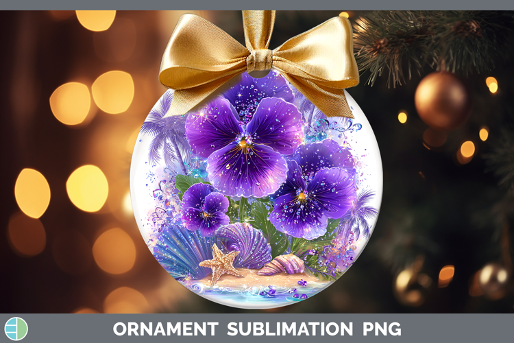 Violet Ornament Flowers 01 Beach Sublimation Bauble Designs