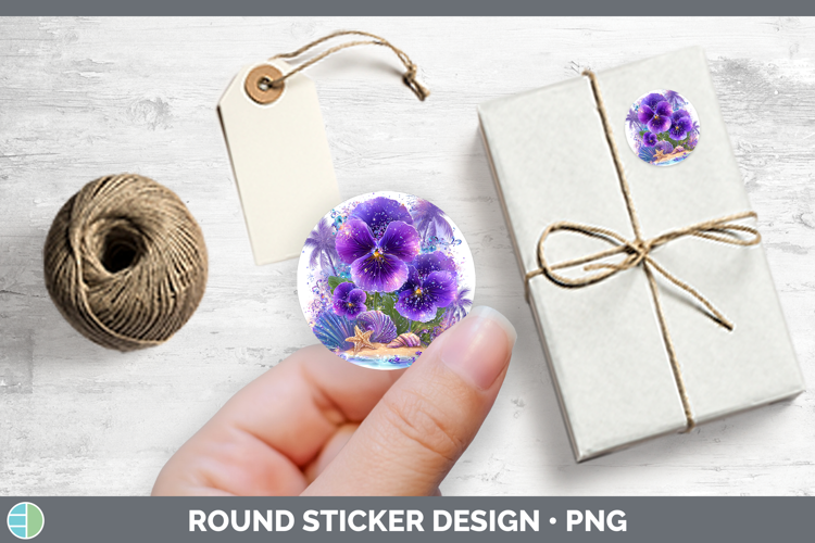 Flowers 01 Beach Violet Stickers | Round Labels Designs