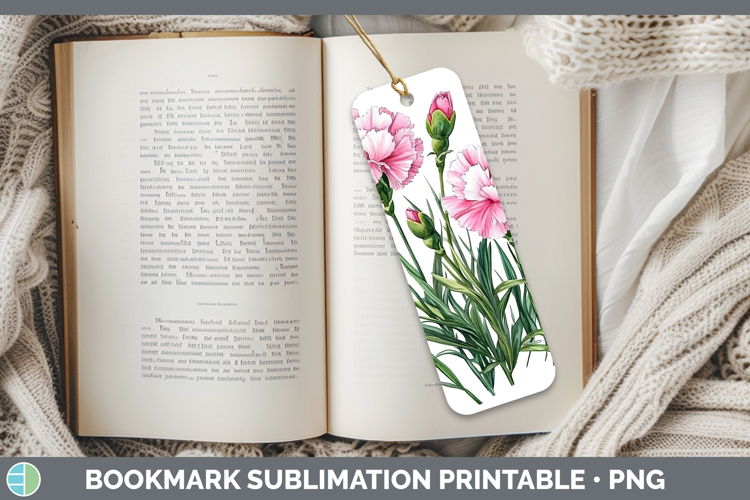 Flowers 01 Carnation Bookmark Sublimation Printable Designs