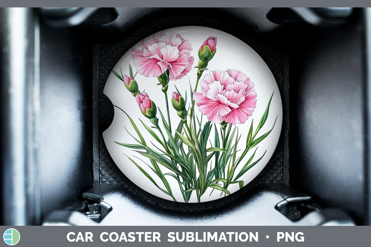 Flowers 01 Carnation Car Coaster Sublimation Designs