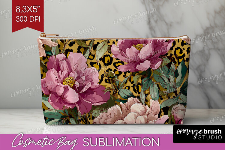 Floral Cosmetic Bag - Sping Flowers Makeup Bag PNG example image 1