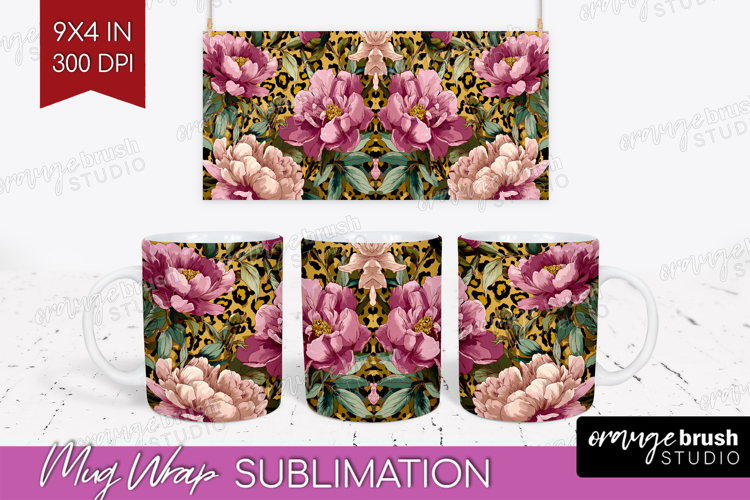 Floral Mug Wrap - Sping Flowers Mug PNG Sublimation
