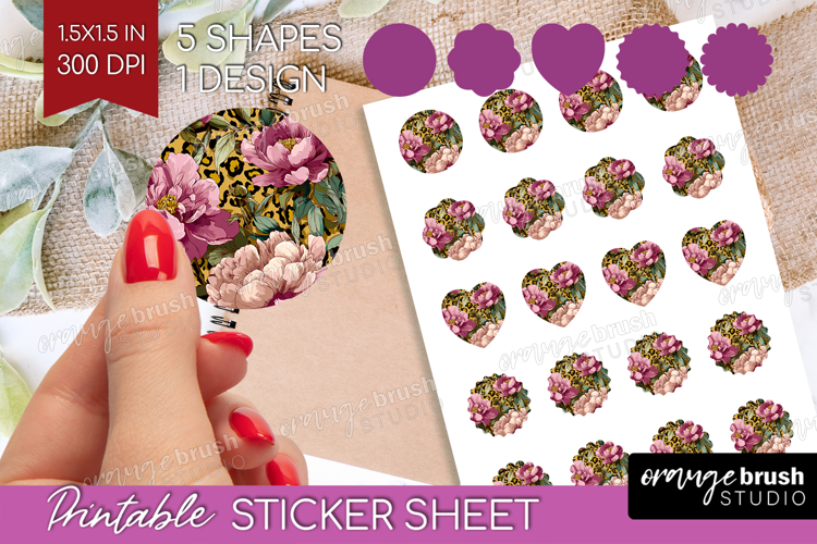 Floral Round Sticker - Sping Flowers Printable Sticker Sheet