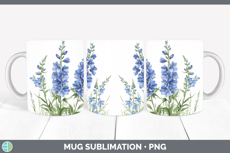 Flowers 01 Delphinium Mug Wrap Sublimation Coffee Cup Design