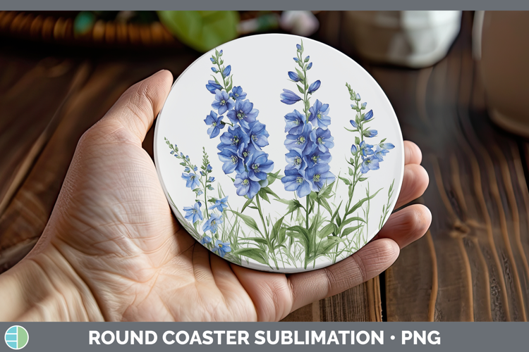 Flowers 01 Delphinium Round Coaster Sublimation Coaster Desi