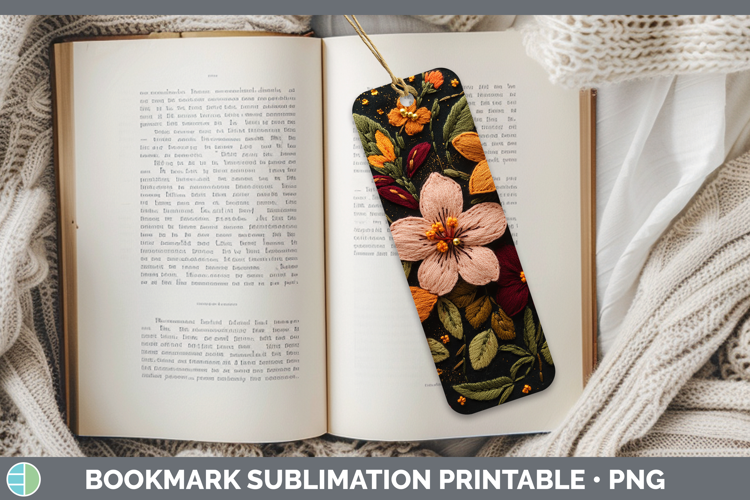 Flowers 01 Embroider Azalea Bookmark Sublimation Printable D