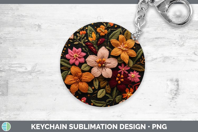Flowers 01 Embroider Azalea Keychain Sublimation Keyring Des