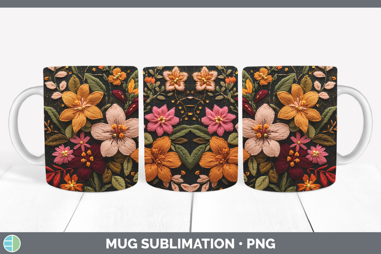 Flowers 01 Embroider Azalea Mug Wrap Sublimation Coffee Cup