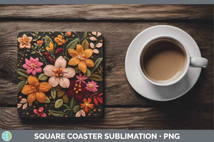 Flowers 01 Embroider Azalea Square Coaster Sublimation Coast