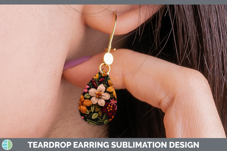 Flowers 01 Embroider Azalea Teardrop Earrings Sublimation Ea