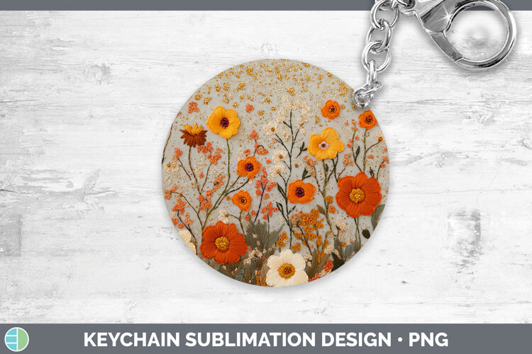 GorgeousFlowers 01 Embroider Keychain design.