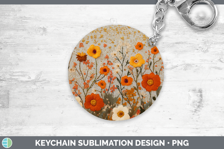 Flowers 01 Embroider Buttercup Keychain Sublimation Keyring