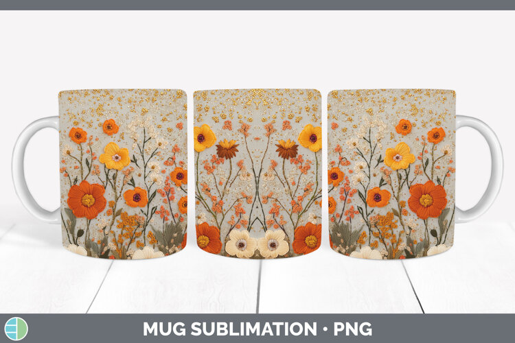 GorgeousFlowers 01 Embroider Mug Wrap design.