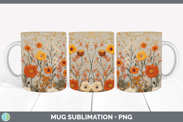 Flowers 01 Embroider Buttercup Mug Wrap Sublimation Coffee C