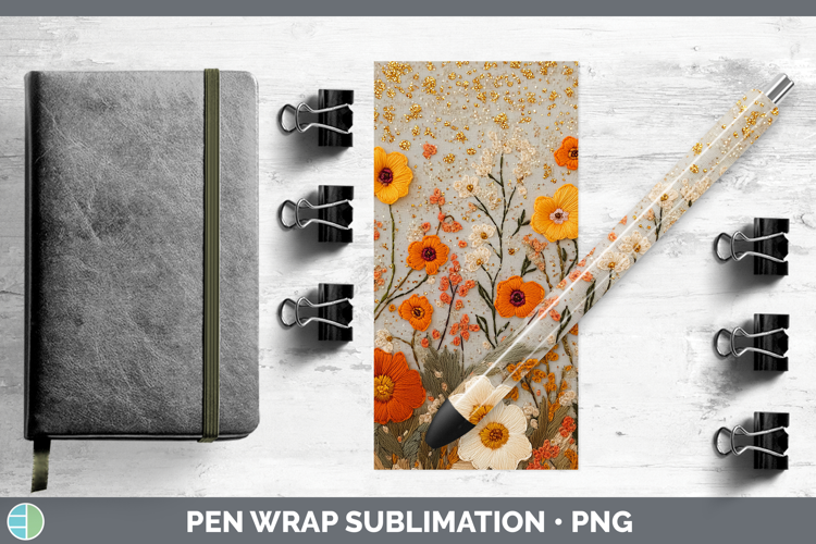 Flowers 01 Embroider Buttercup Pen Wrap Sublimation Pen Desi