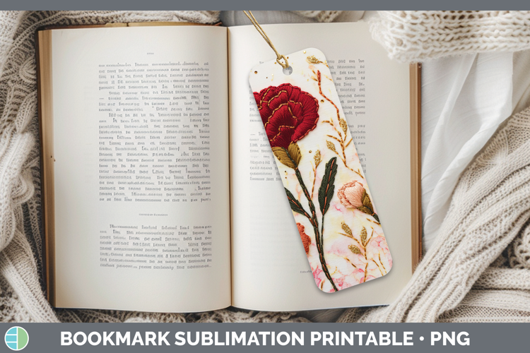 Flowers 01 Embroider Carnation Bookmark Sublimation Printabl